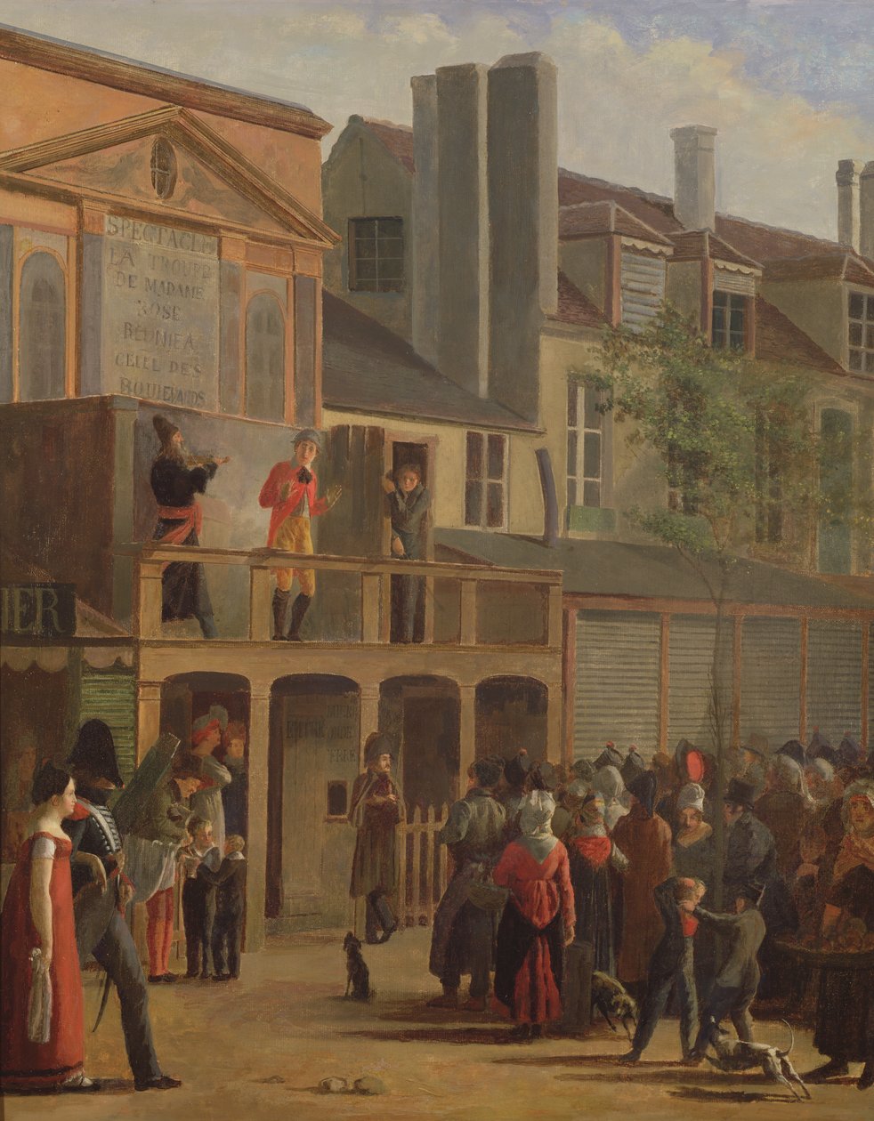 Straßentheateraufführung von Bobeche und Galimafre, ca. 1820 von Jean Roller