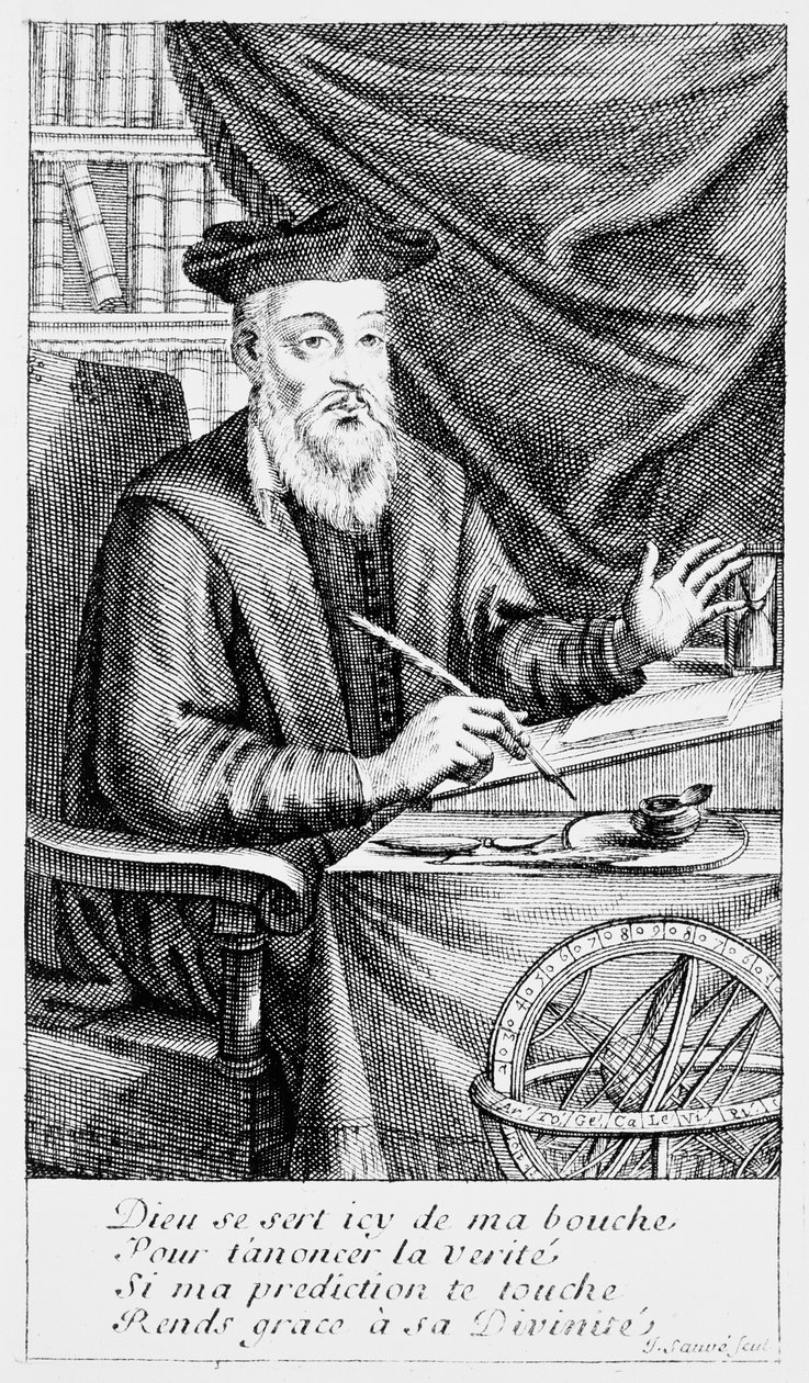 Nostradamus schreibt seine Prophezeiungen von Jean Sauvé