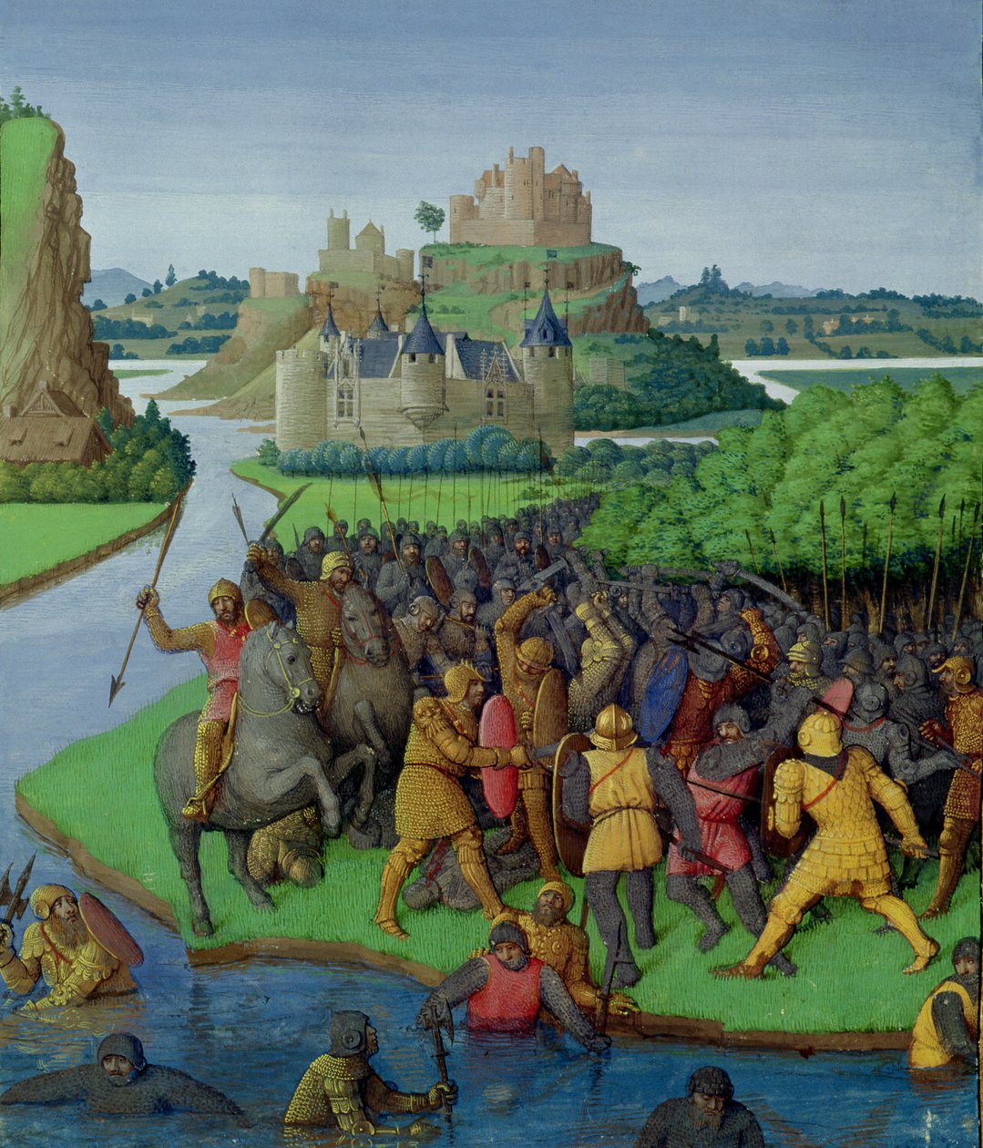 Ms Fr 247 fol.270 Schlacht zwischen den Makkabäern und den Bacchides, Illustration aus 