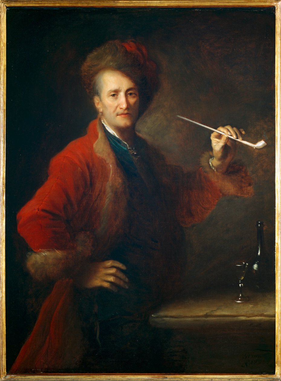 Porträt eines Mannes in polnischer Kleidung, eine Pfeife in der Hand von Jean Alexis Grimou