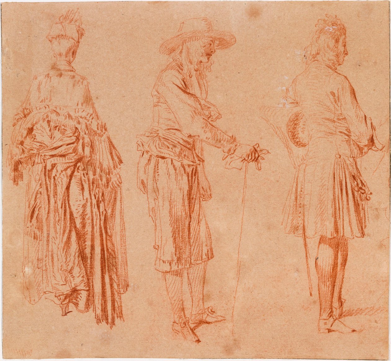 Eine Dame und zwei Herren von Jean-Antoine Watteau