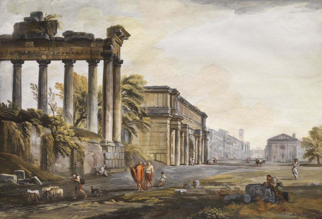 Capriccio mit Ruinenarchitektur von Jean Baptiste Lallemand