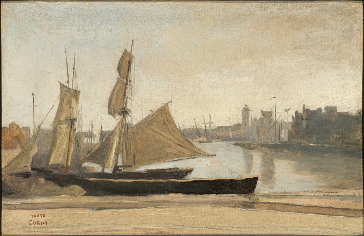 Dünkirchen, am Kai vertäute Fischerboote von Jean-Baptiste-Camille Corot