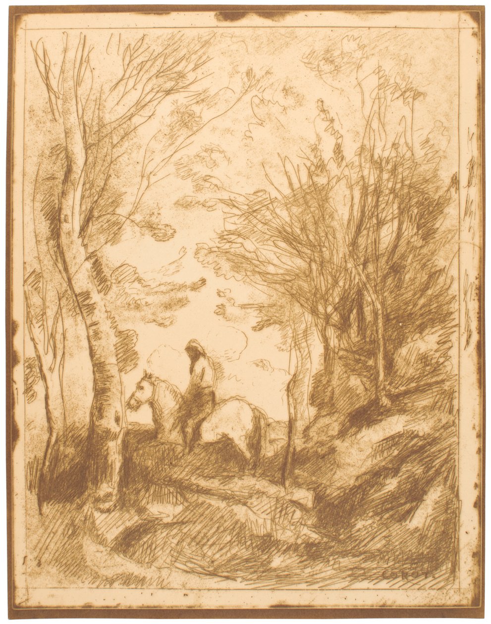Reiter im Wald, Große Platte (Le Grand Cavalier sous Bois) von Jean-Baptiste-Camille Corot