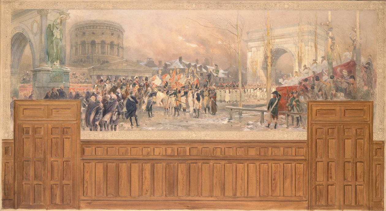 Empfang durch die Gemeinde Paris an der Barrière de la Villette, der aus Polen zurückkehrenden Truppen, nach dem Feldzug 1806-1807, zwischen 1901 und 1902 von Jean Baptiste Edouard Detaille