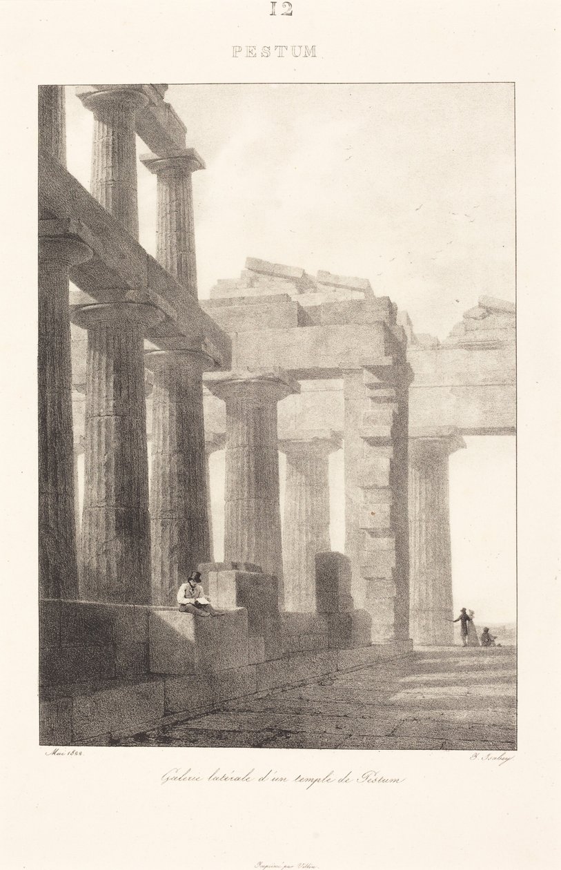 Seitengalerie eines Tempels von Pestum von Jean-Baptiste Isabey