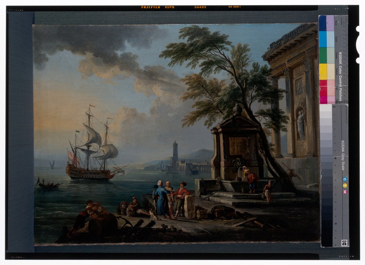 Türkische Händler in einem Mittelmeerhafen bei Sonnenaufgang von Jean Baptiste Lallemand