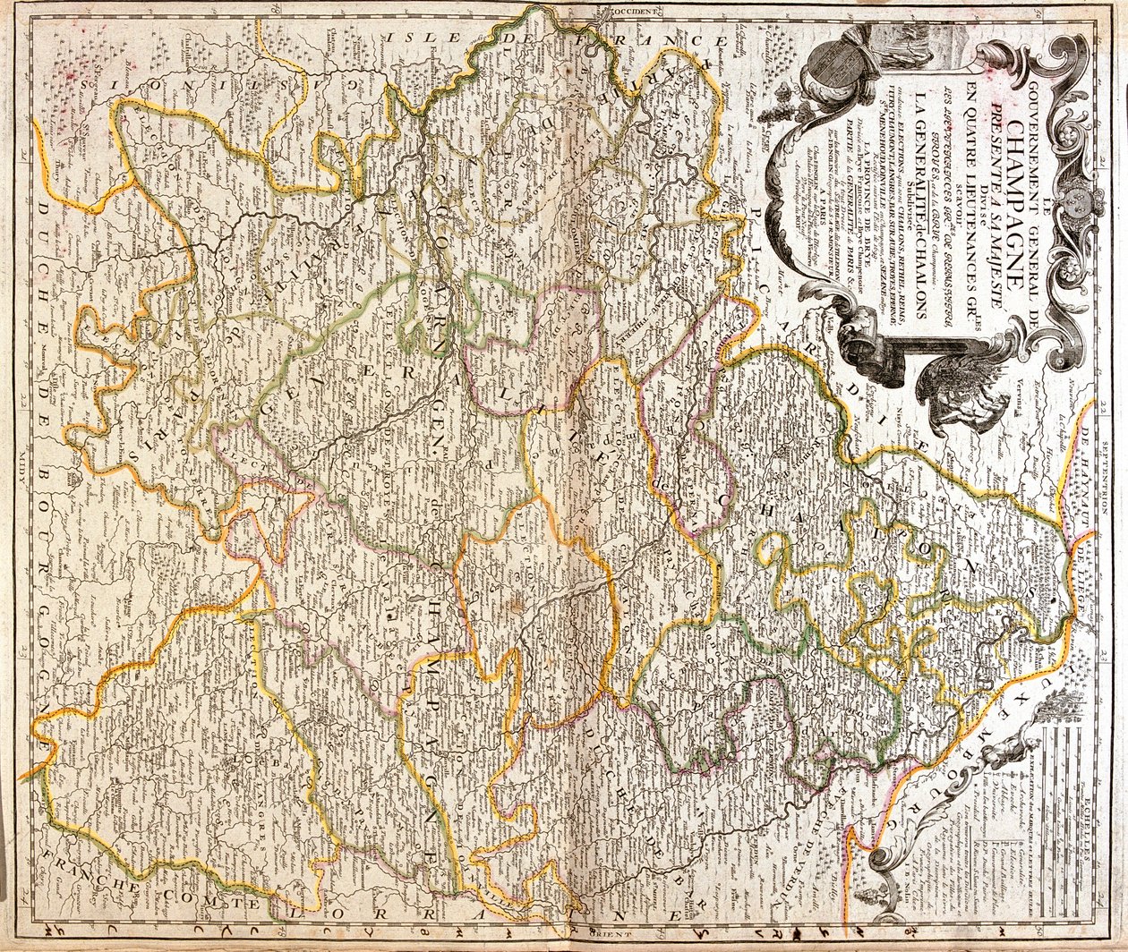 Champagne-Ardenne, Picardie, Lothringen, Franche-Comté, Burgund, Île-de-France, Frankreich von Jean Baptiste Nolin