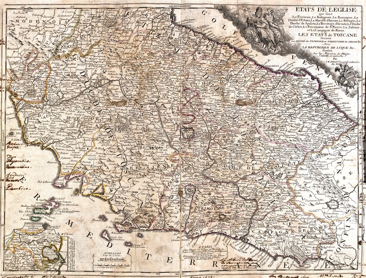 Emilia-Romagna, Toskana, Marken, Umbrien, Abruzzen, Latium, Italien von Jean Baptiste Nolin