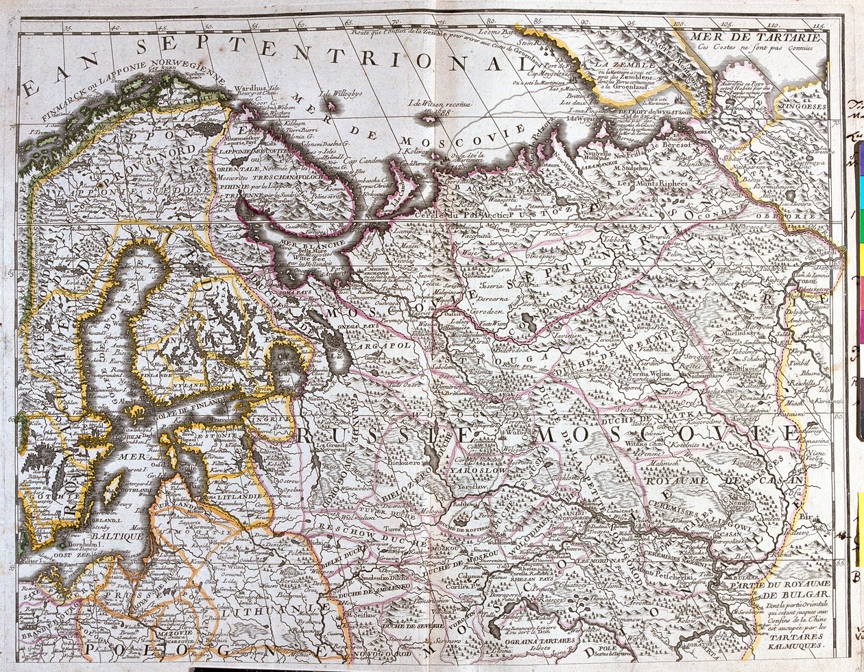 Karte von Moskau (Russland), dem Königreich Schweden, den baltischen Provinzen und einem Teil Polens von Jean Baptiste Nolin