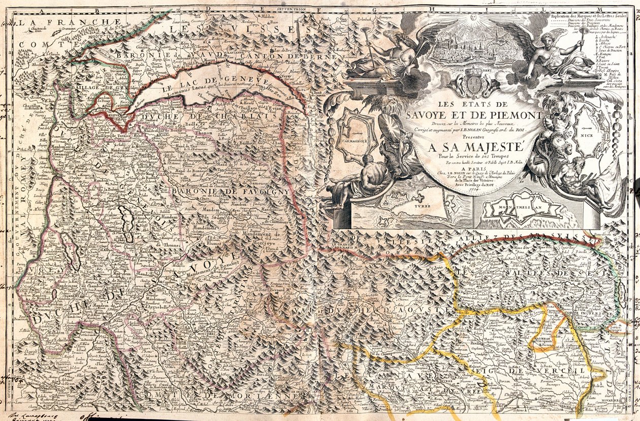 Schweiz (Kanton: Waadt, Wallis), Italien (Region: Aostatal, Piemont), Frankreich (Region: Franche-Comté, Rhône-Alpes) von Jean Baptiste Nolin