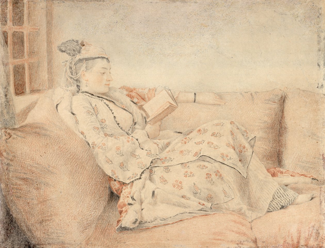 Dame in türkischer Kleidung, lesend von Jean-Étienne Liotard