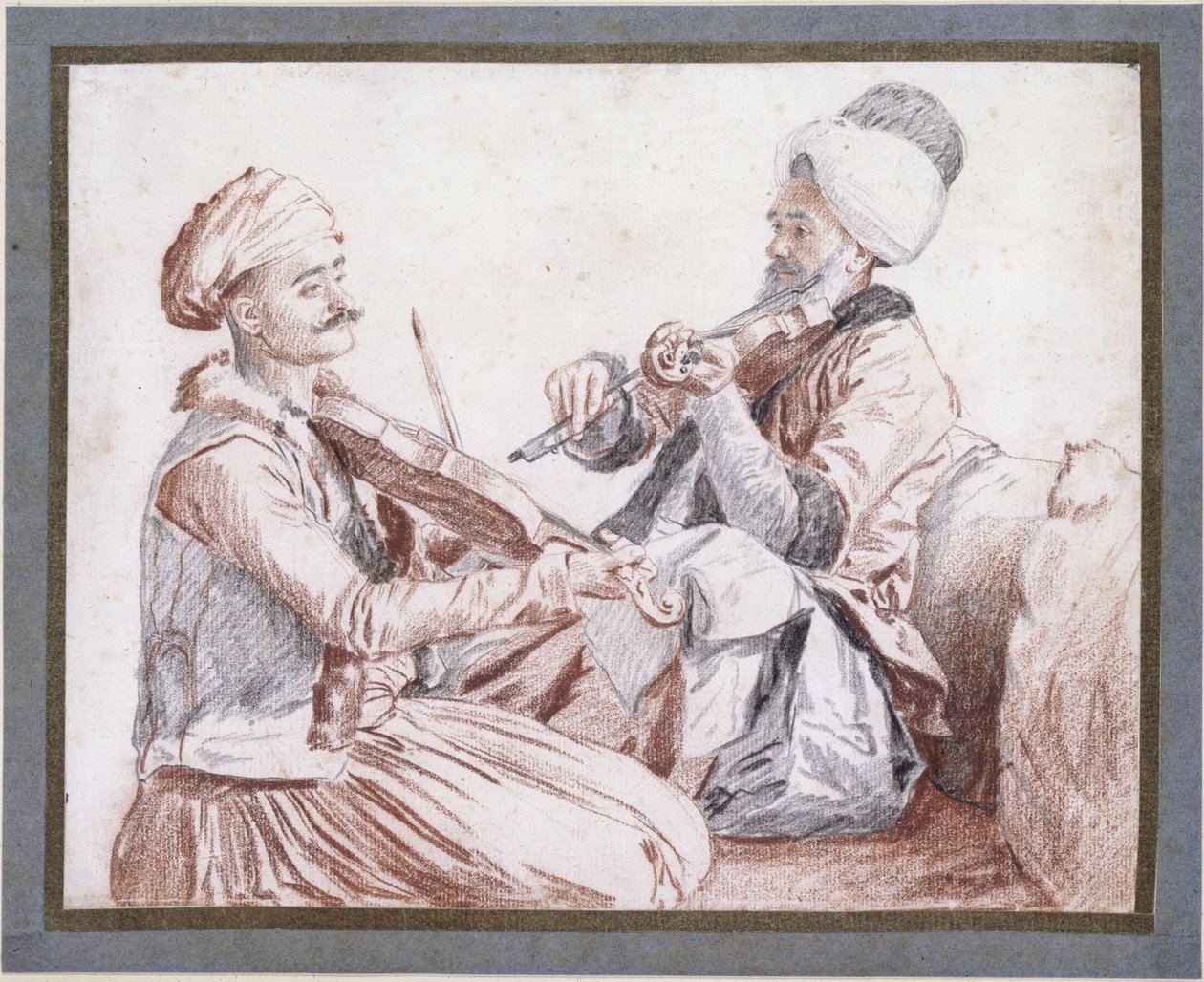 Zwei türkische Musiker mit Violinen von Jean-Étienne Liotard