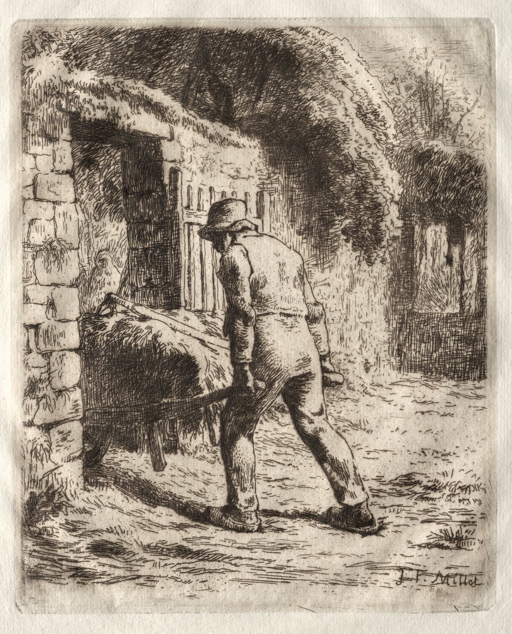 Bauer mit einer Schubkarre von Jean-Francois Millet