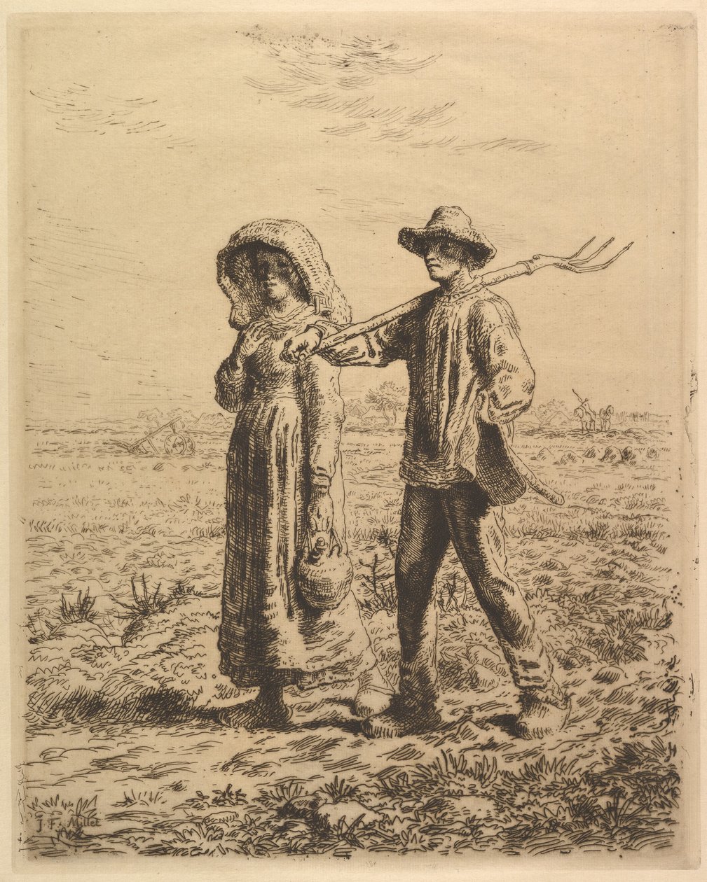 Bauern auf dem Weg zur Arbeit von Jean-Francois Millet