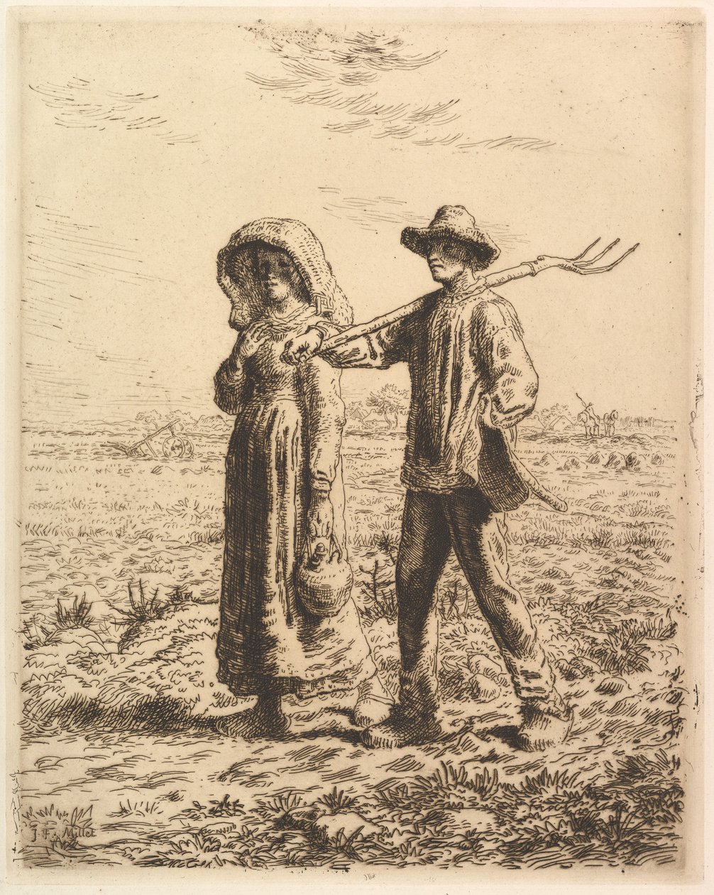 Bauern auf dem Weg zur Arbeit von Jean-Francois Millet