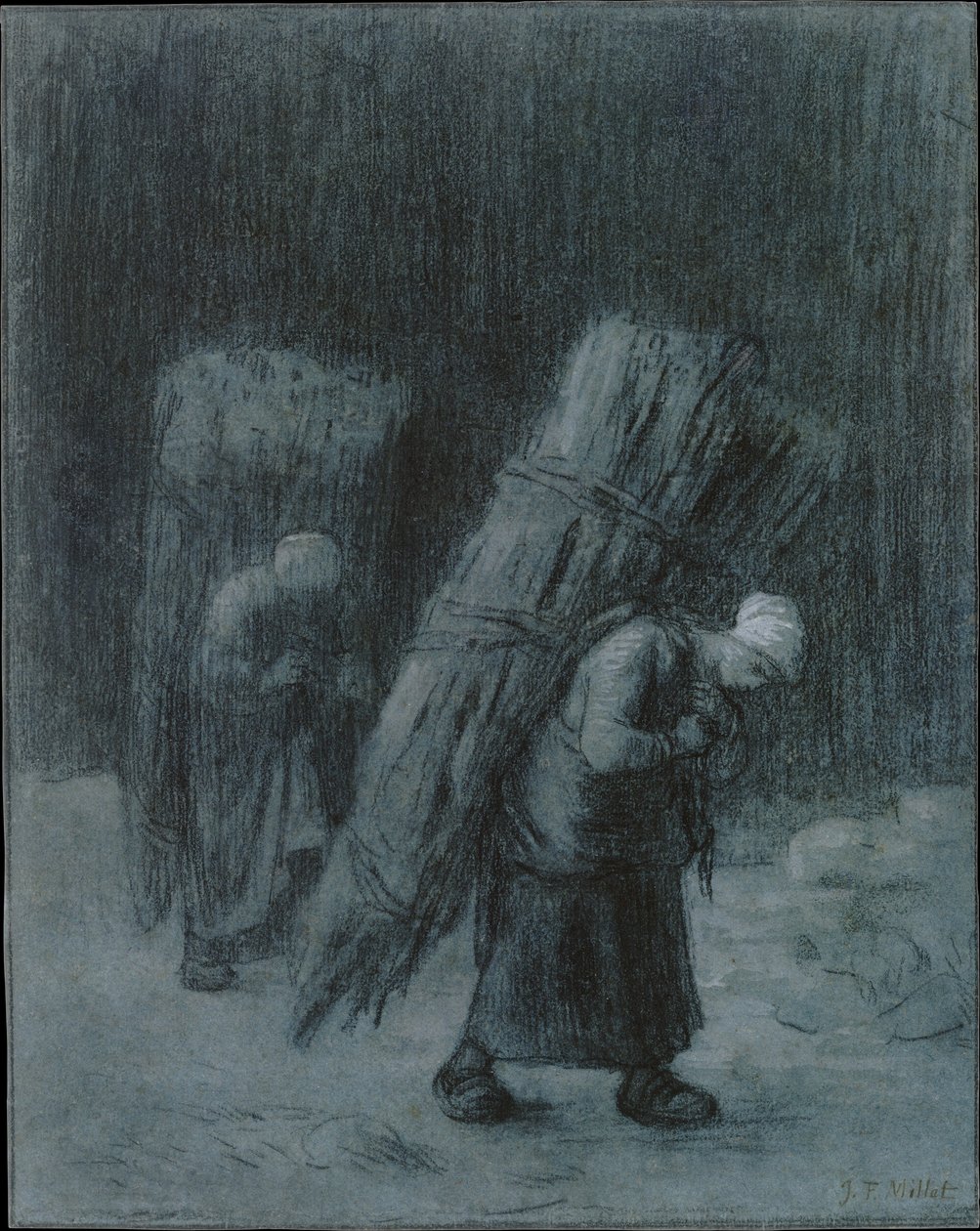 Frauen tragen Reisigbündel von Jean-Francois Millet