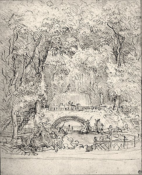 Wasserfall in einem Garten von Jean Honore Fragonard