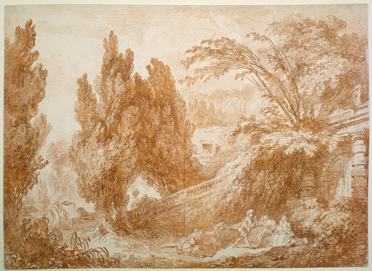 Parklandschaft mit fröhlicher Gesellschaft von Jean-Honore Fragonard