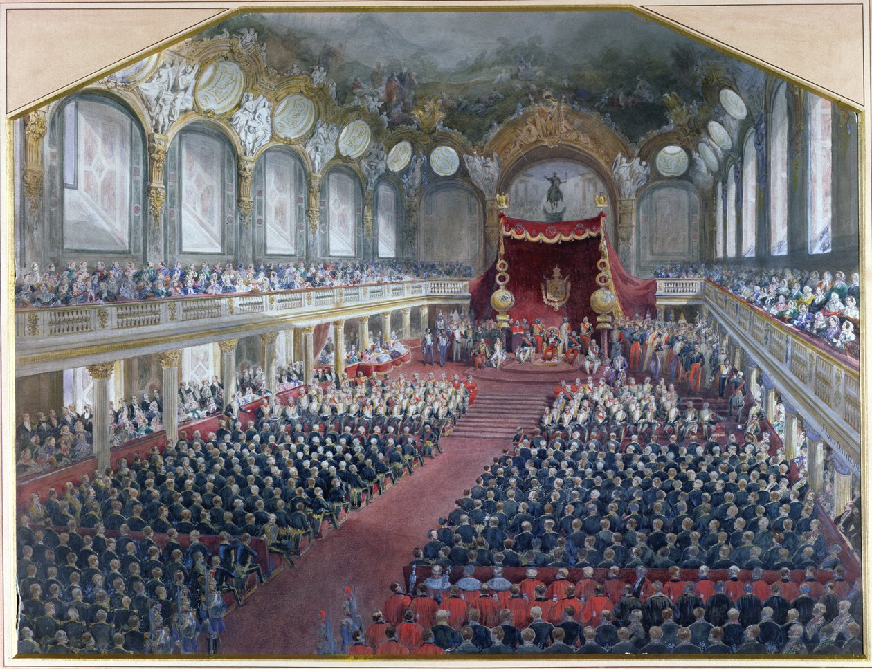 Eröffnung der Legislaturperiode im Thronsaal des Louvre durch Napoleon III am 7. Februar 1859 von Jean Louis David