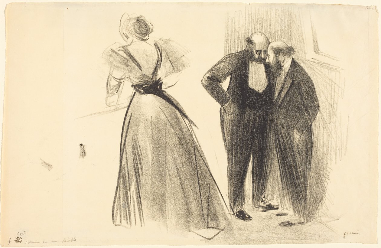 Drei Zeichnungen auf einem Blatt von Jean-Louis Forain