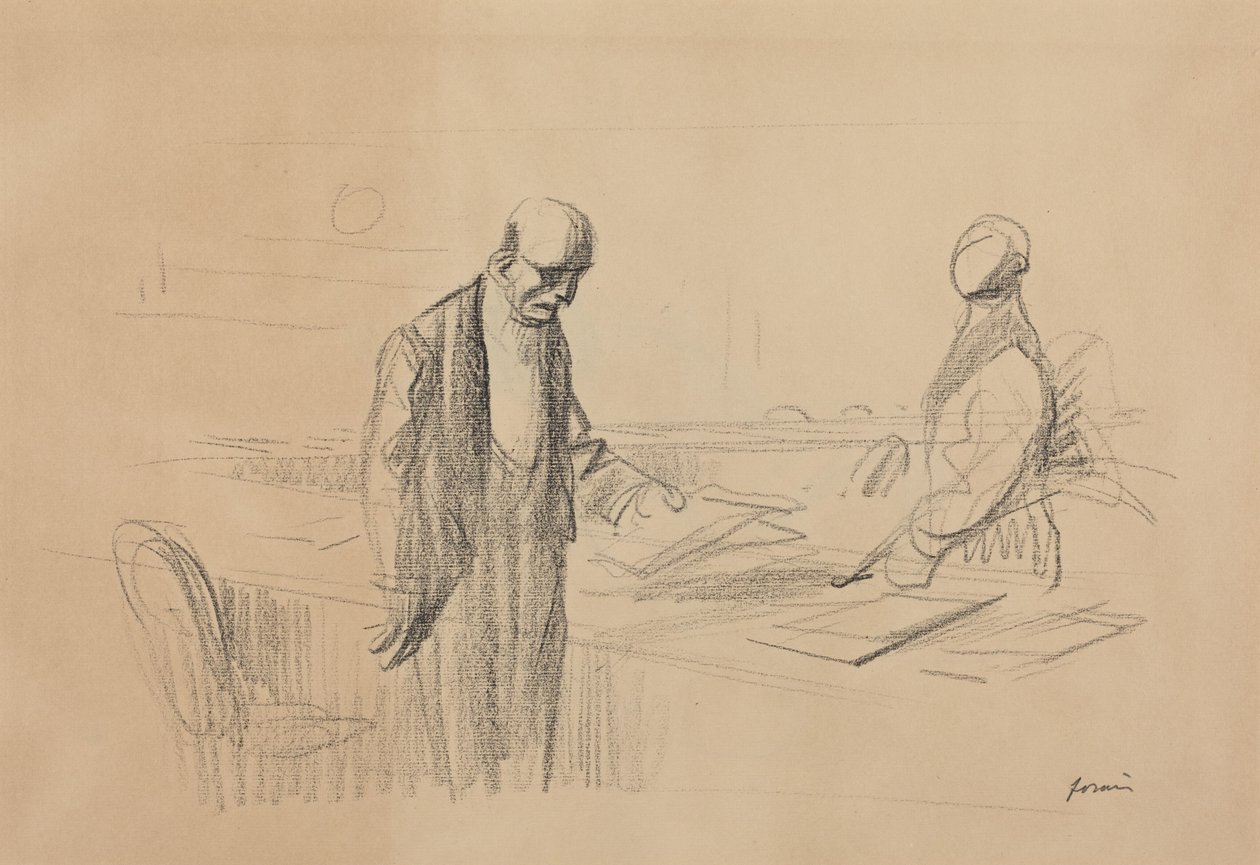 a) Bei der Konferenz (recto); b) Liegende Figur (verso) von Jean-Louis Forain