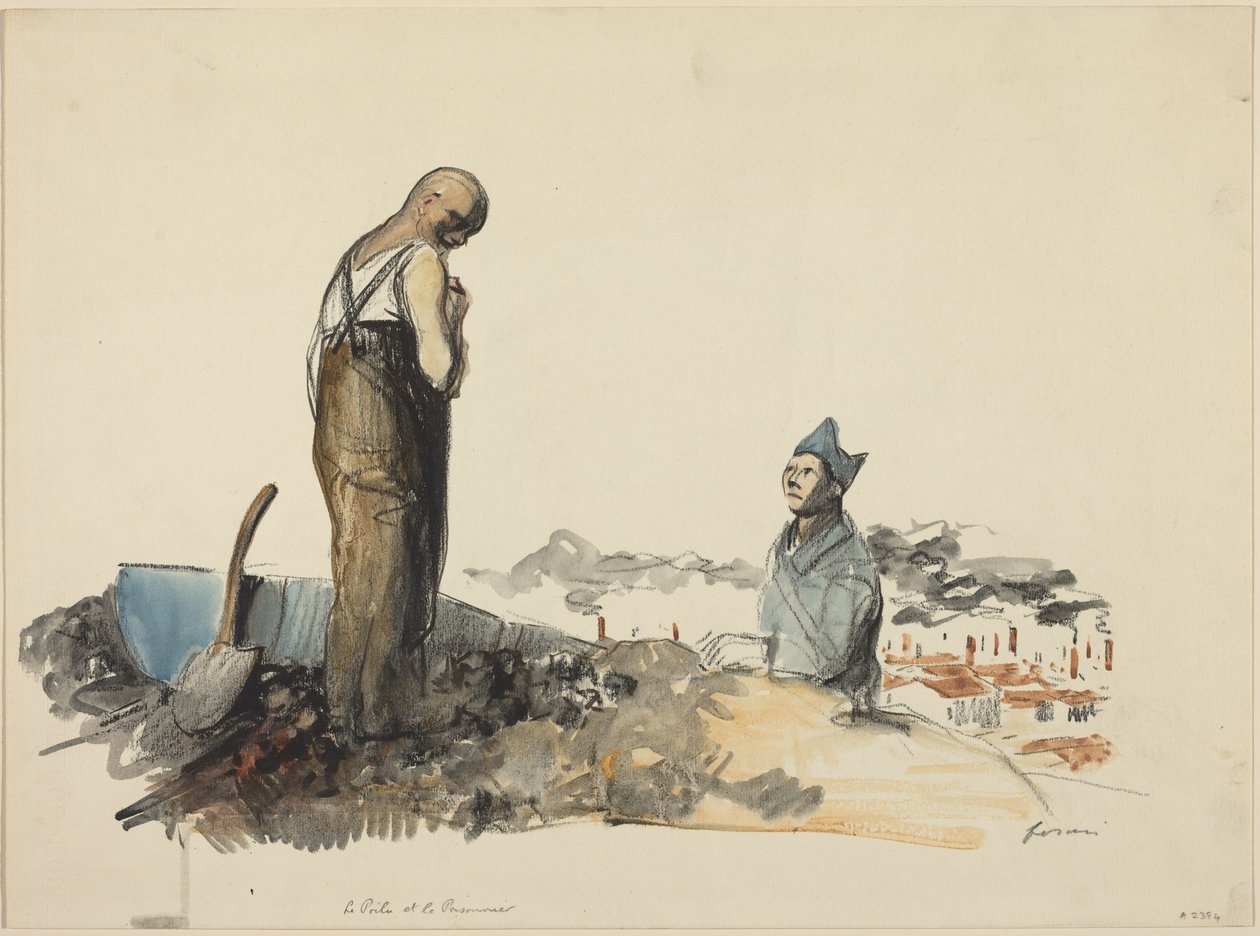 a) Der Poilu und Gefangener (recto); b) Studie eines Gefangenen (verso) von Jean-Louis Forain