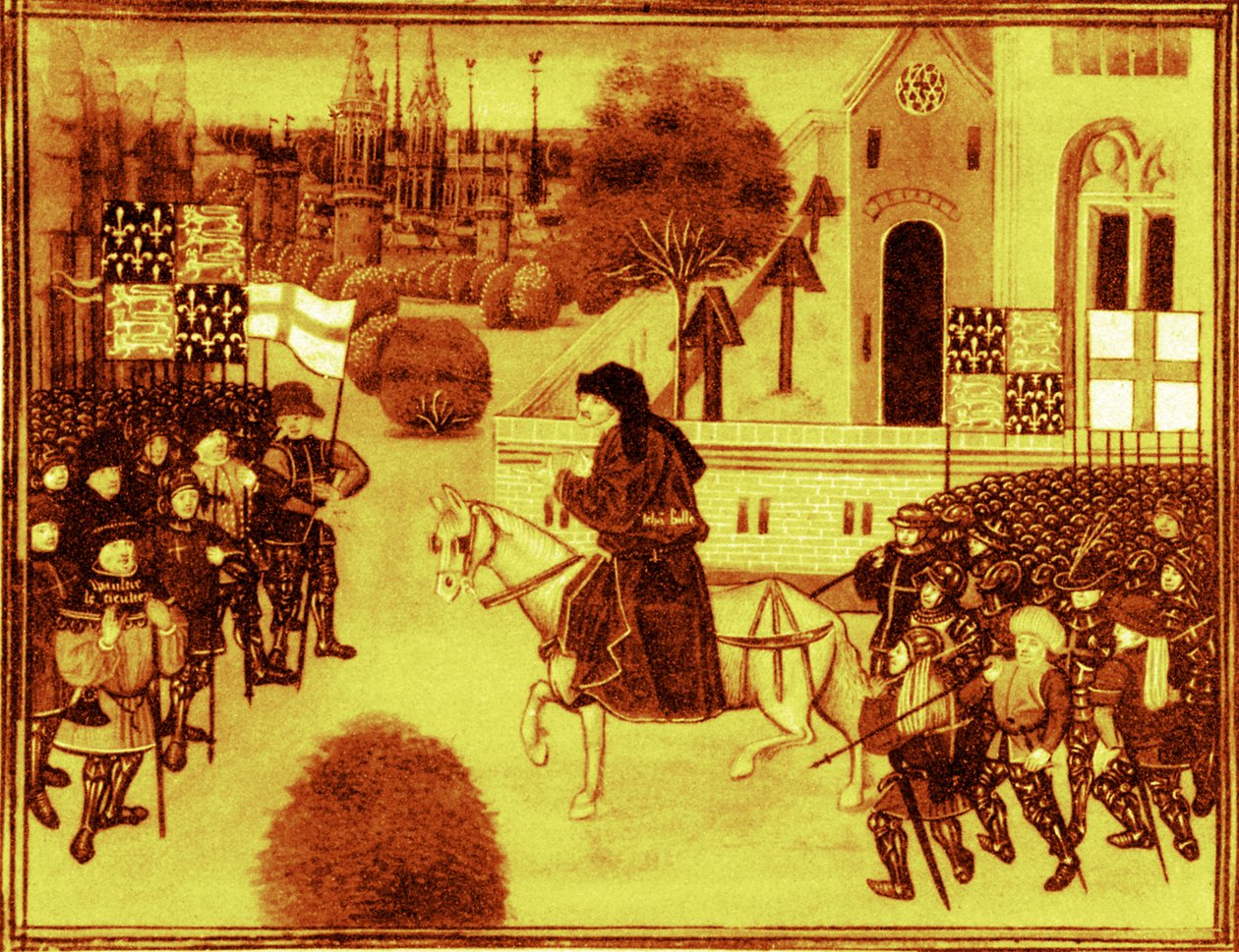 Predigt von John Ball an die Bauern, Illumination zu Jean Froissarts Chroniken (14. Jahrhundert) von Jean (after) Froissart