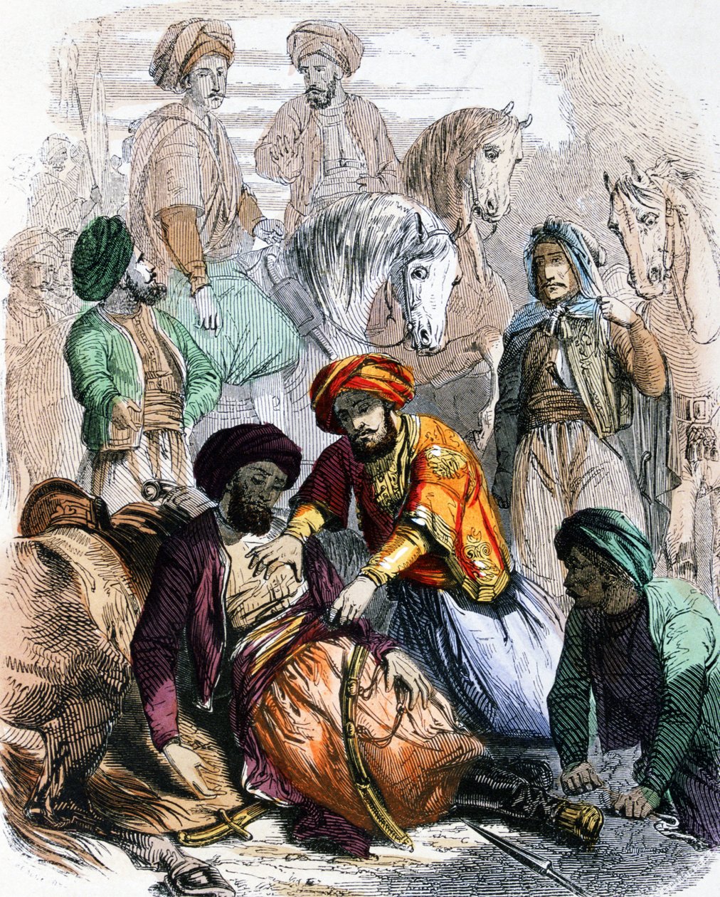 Ibrahim Pacha (1789-1848) segnet einen sterbenden Soldaten während des Feldzugs gegen die Wahhabiten von Jean Adolphe Beauce