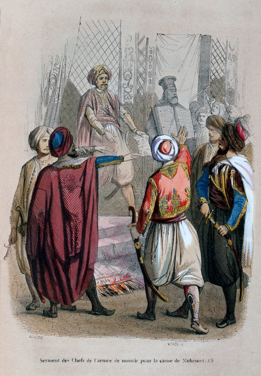 Eid der Kommandanten der Armee, für die Sache von Mehmet Ali zu sterben, Ägypten, 1805, 1847 von Jean Adolphe Beauce