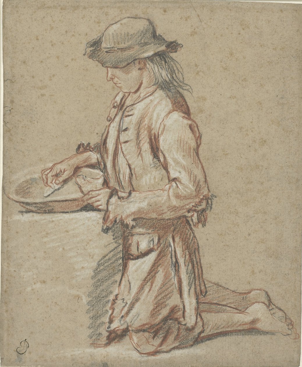 Junge mit Filzhut bei einem Becken von Jean Antoine Watteau (rejected attribution)