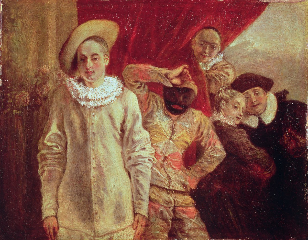Harlekin, Pierrot und Scapin, Schauspieler der Commedia dell