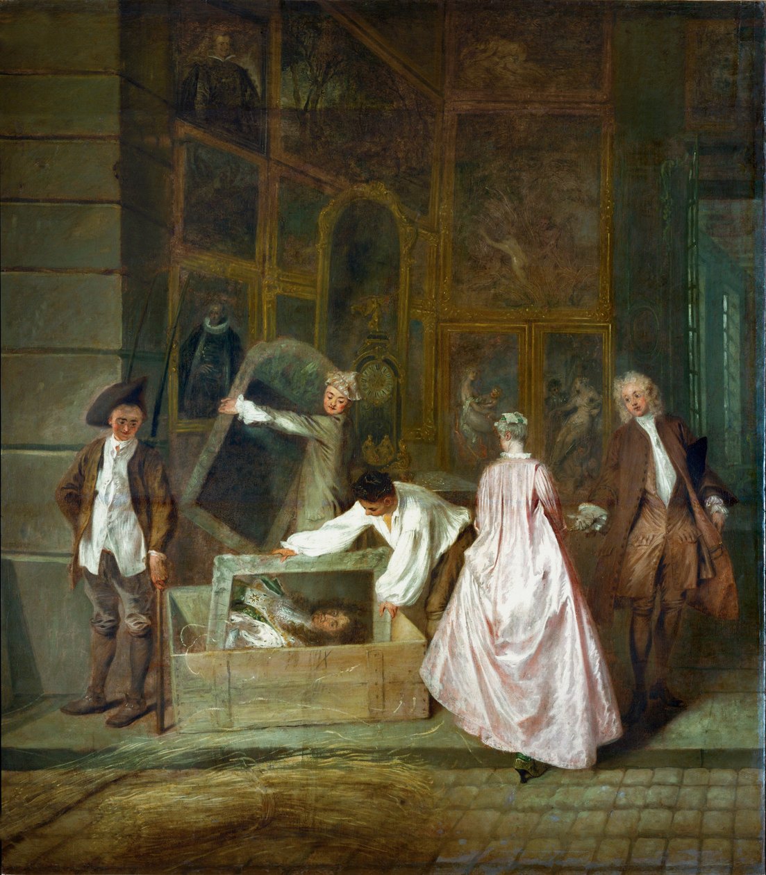 Porträt von Ludwig XIV. in einer Kiste verpackt (Detail) von Jean Antoine Watteau