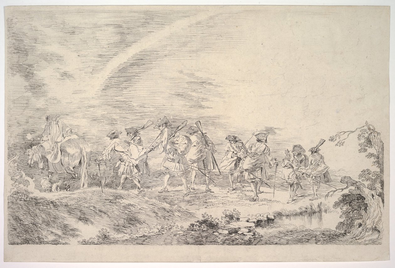 Rekruten, die sich dem Regiment anschließen, ca. 1715-16 von Jean Antoine Watteau