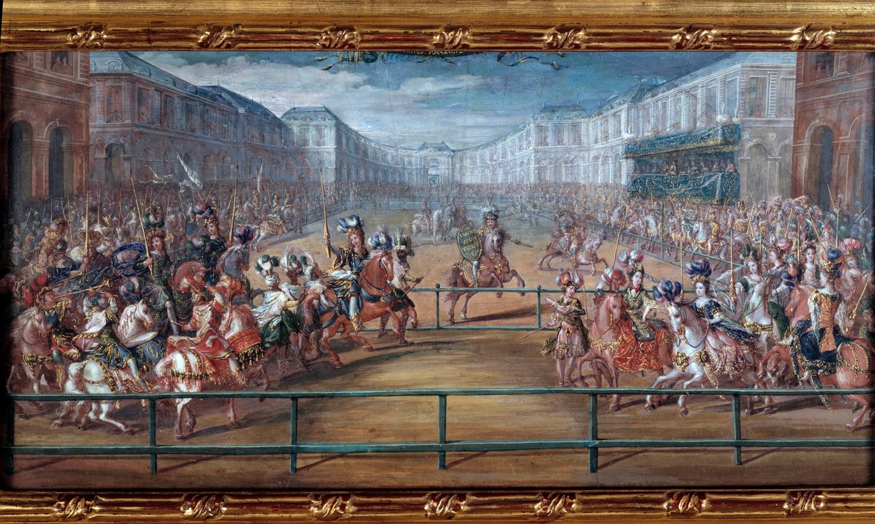 Das prunkvolle Karussell der galanten Amazonen der vier Teile der Welt, gegeben von Ludwig XIV. vor den Tuilerien am 5. Juni von Jean Baptiste (attr. to) Martin