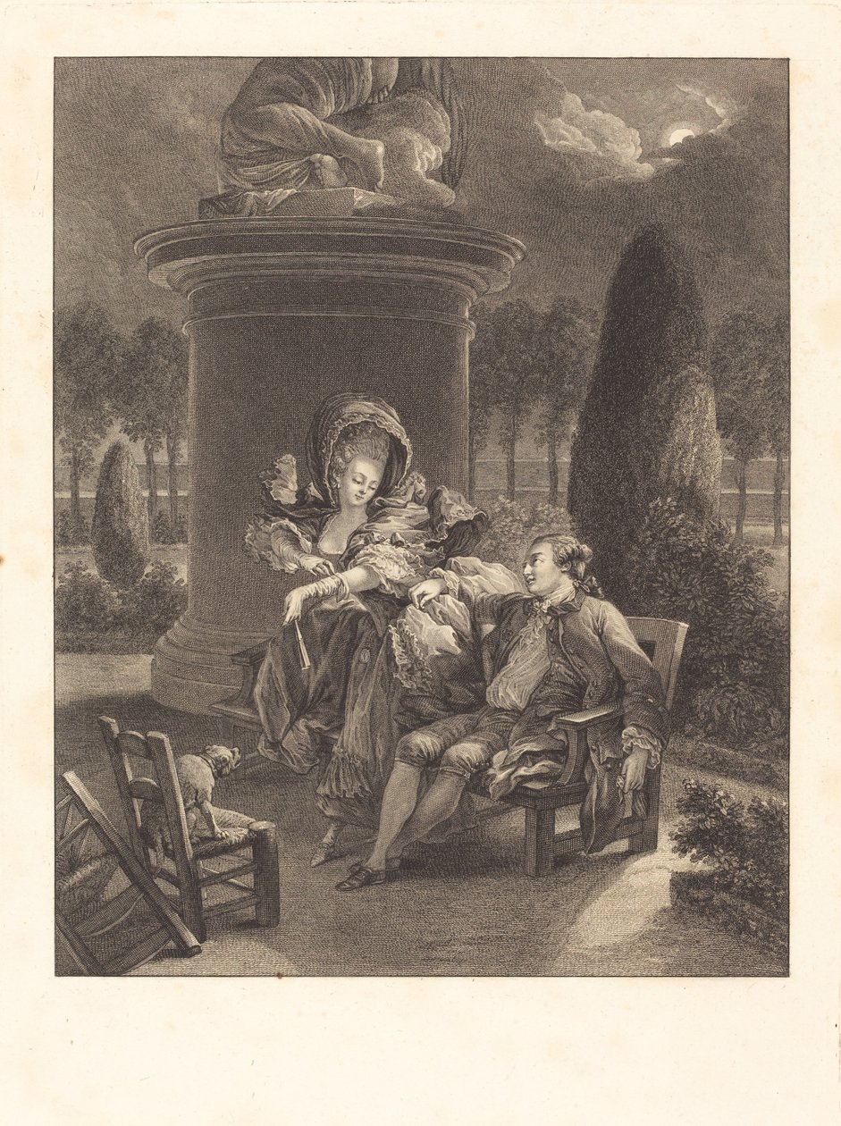Der Abend in den Tuilerien von Jean Baptiste Blaise Simonet after Pierre Antoine Baudouin