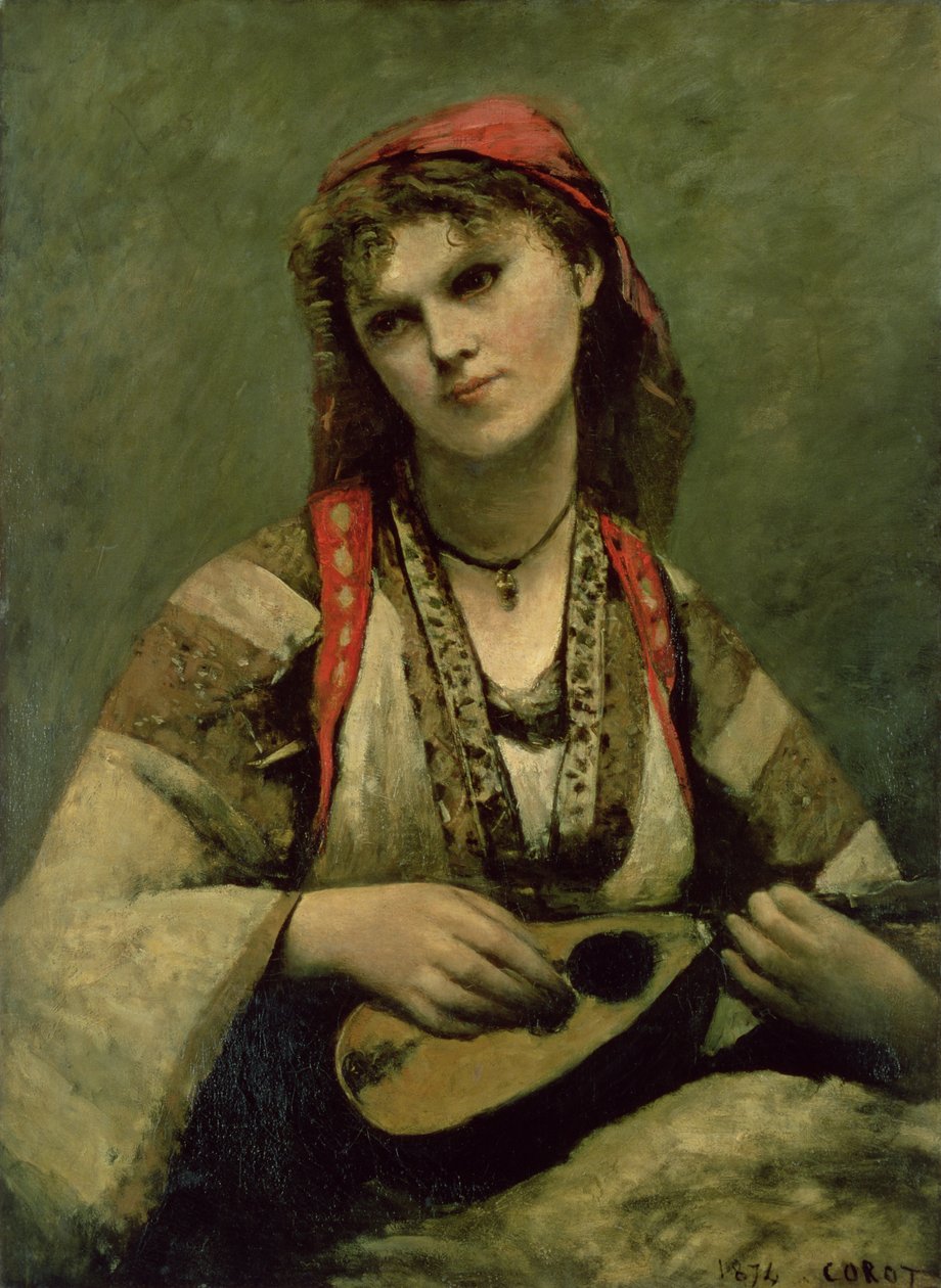 Christine Nilson (1843-1921) oder Die Bohemienne mit einer Mandoline von Jean Baptiste Camille Corot