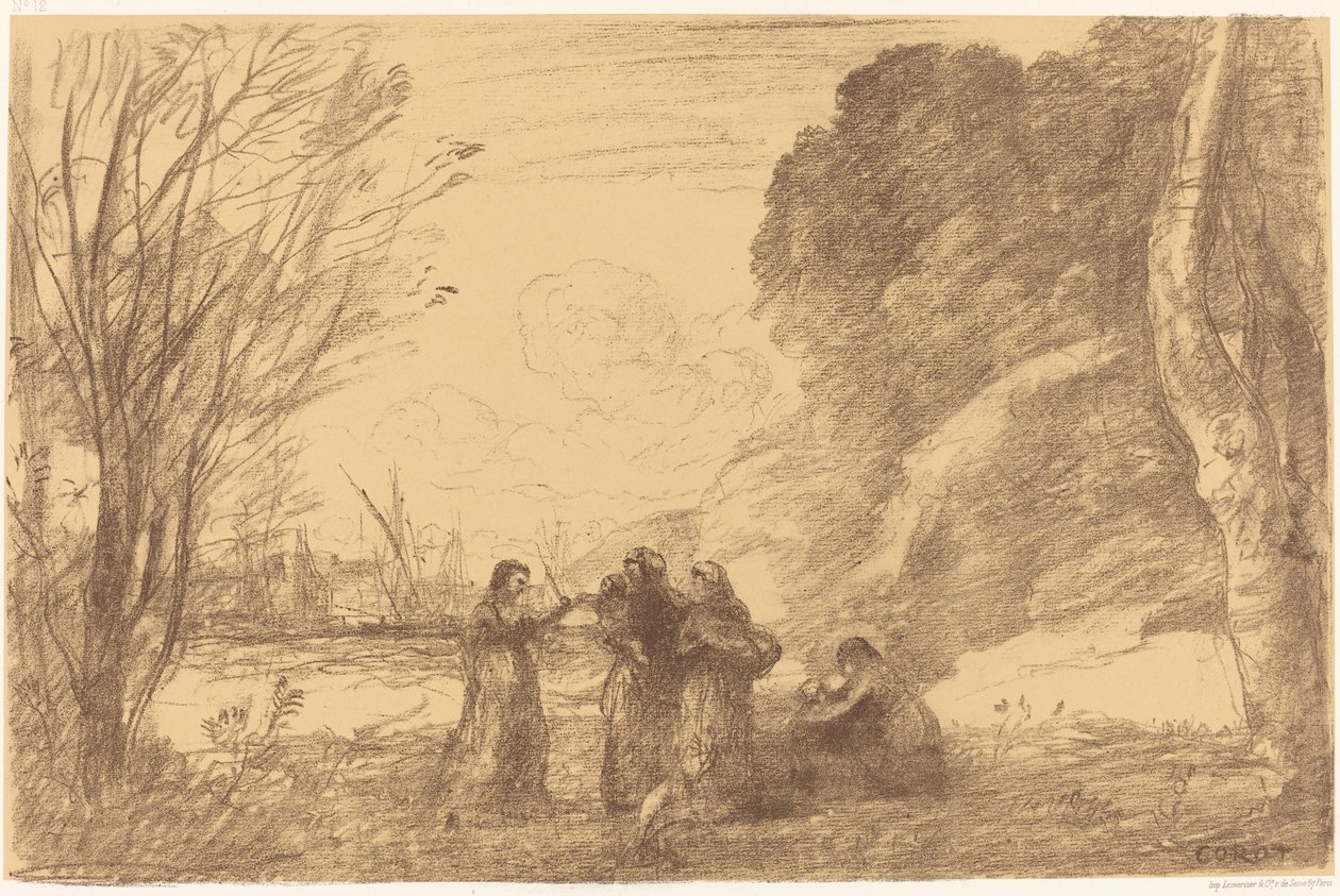 Familie in Terracina Une famille à terracine, 1871 von Jean Baptiste Camille Corot