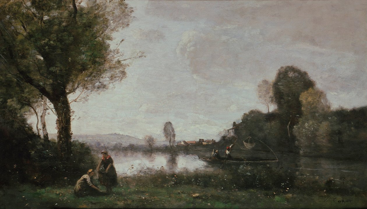 Flusslandschaft (Die Seine bei Chatou) von Jean Baptiste Camille Corot