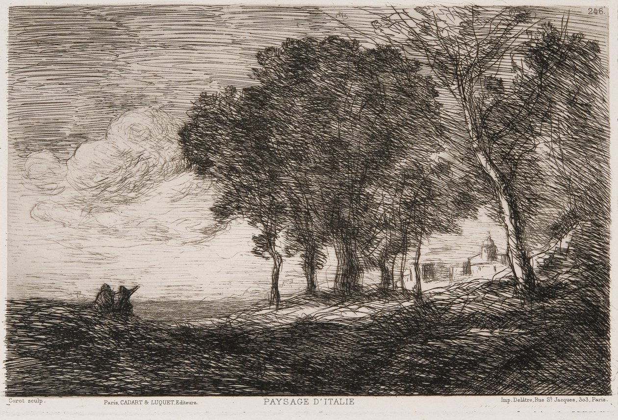 Italienische Landschaft von Jean Baptiste Camille Corot