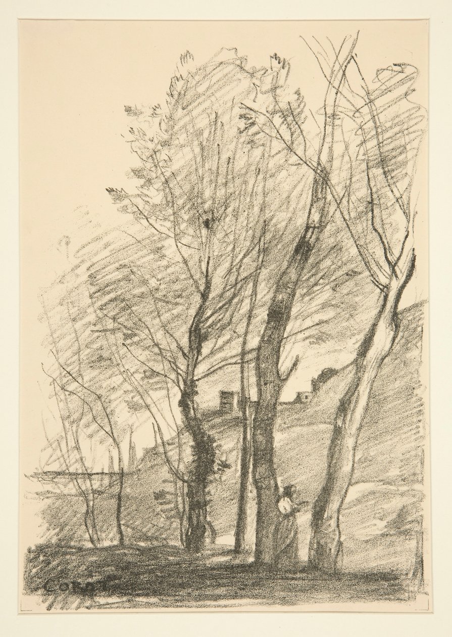 Lesen unter den Bäumen von Jean Baptiste Camille Corot