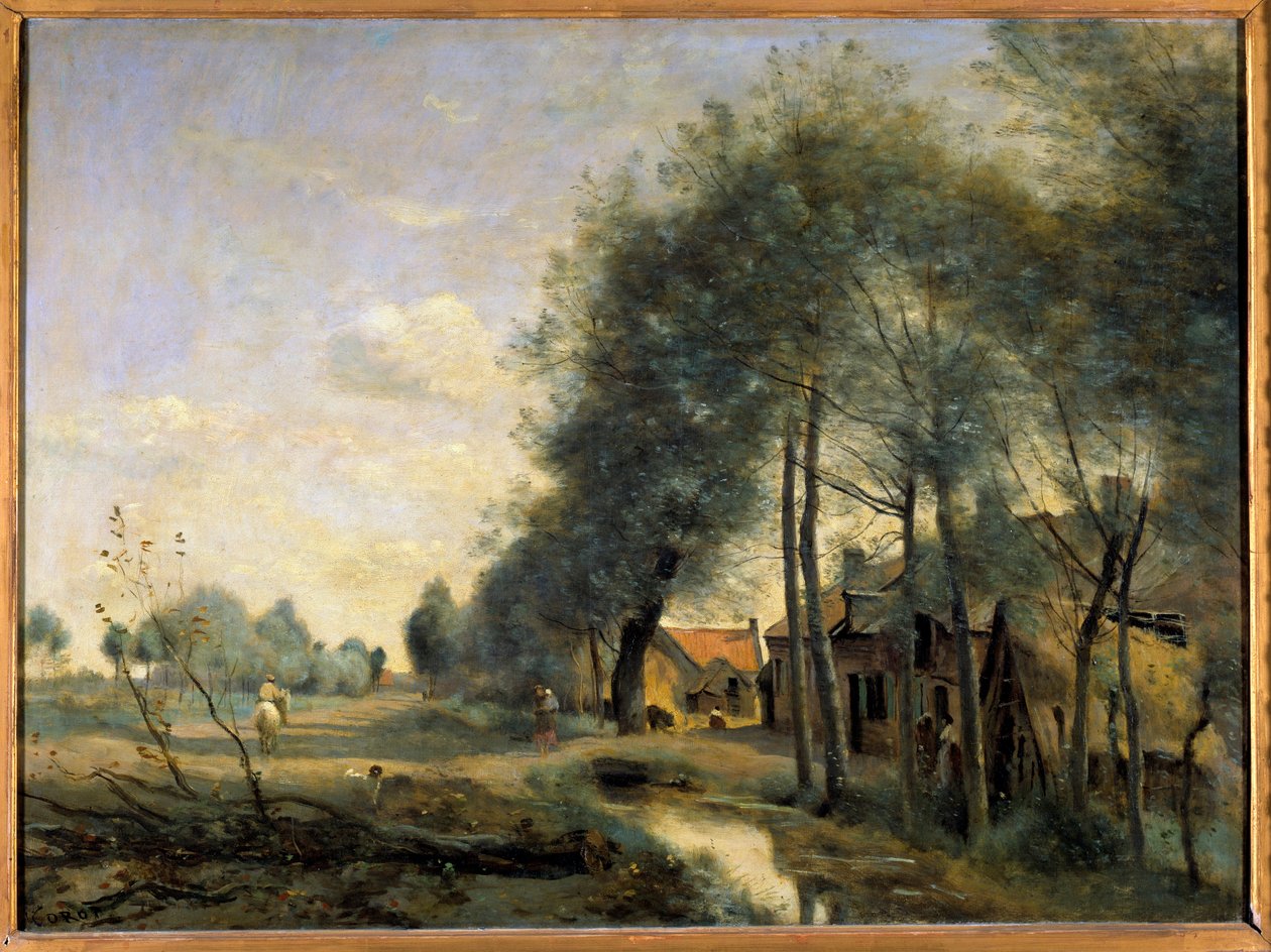 La route de Sin le Noble, nahe Douai von Jean Baptiste Camille Corot