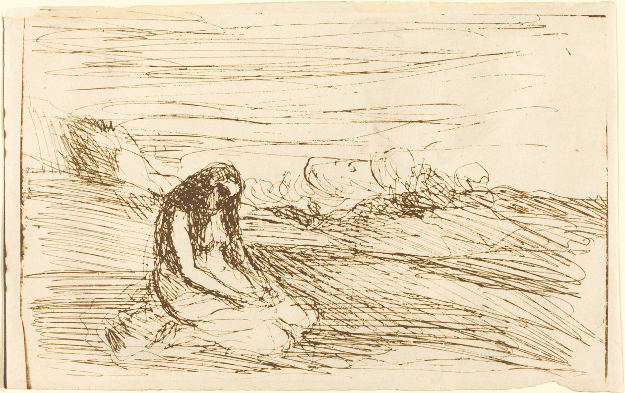 Maria Magdalena in Meditation (Madeleine en méditation) von Jean Baptiste Camille Corot