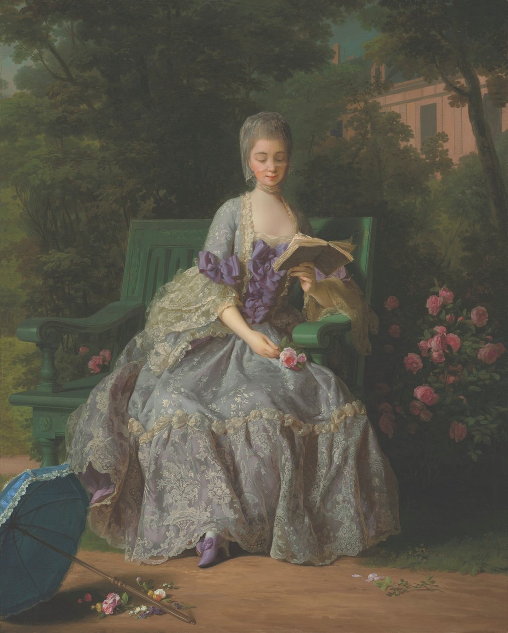 Porträt von Marie Thérèse Louise von Savoyen, Prinzessin de Lamballe (1749-1792), sitzend in voller Länge, in einem lila Kleid von Jean Baptiste Charpentier the Elder
