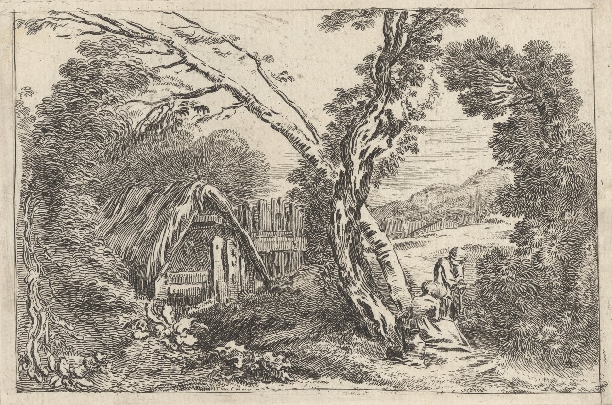 Mann und Frau beim Graben, Platte aus "Ein neues Buch der Landschaften", 1637 von Jean Baptiste Claude Chatelain