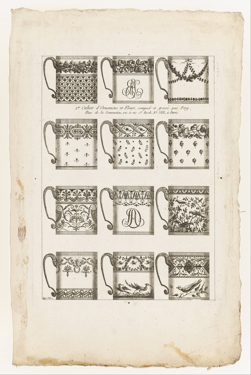 Designs für Schokoladentassen, Platte 1 aus 1st Cahier d