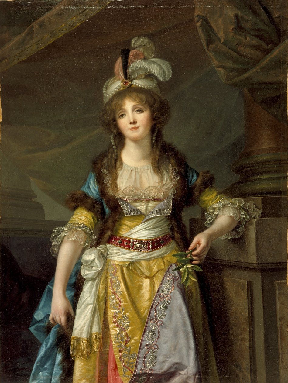Porträt einer Dame in türkischer Fantasiekleidung, um 1790 von Jean Baptiste Greuze
