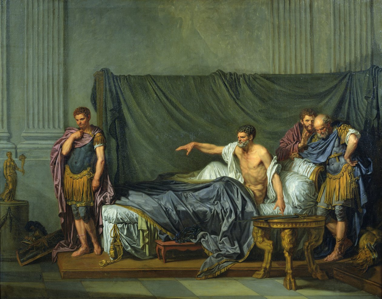 Der Kaiser Severus tadelt seinen Sohn Caracalla, weil er ihn ermorden wollte, 1769 von Jean Baptiste Greuze