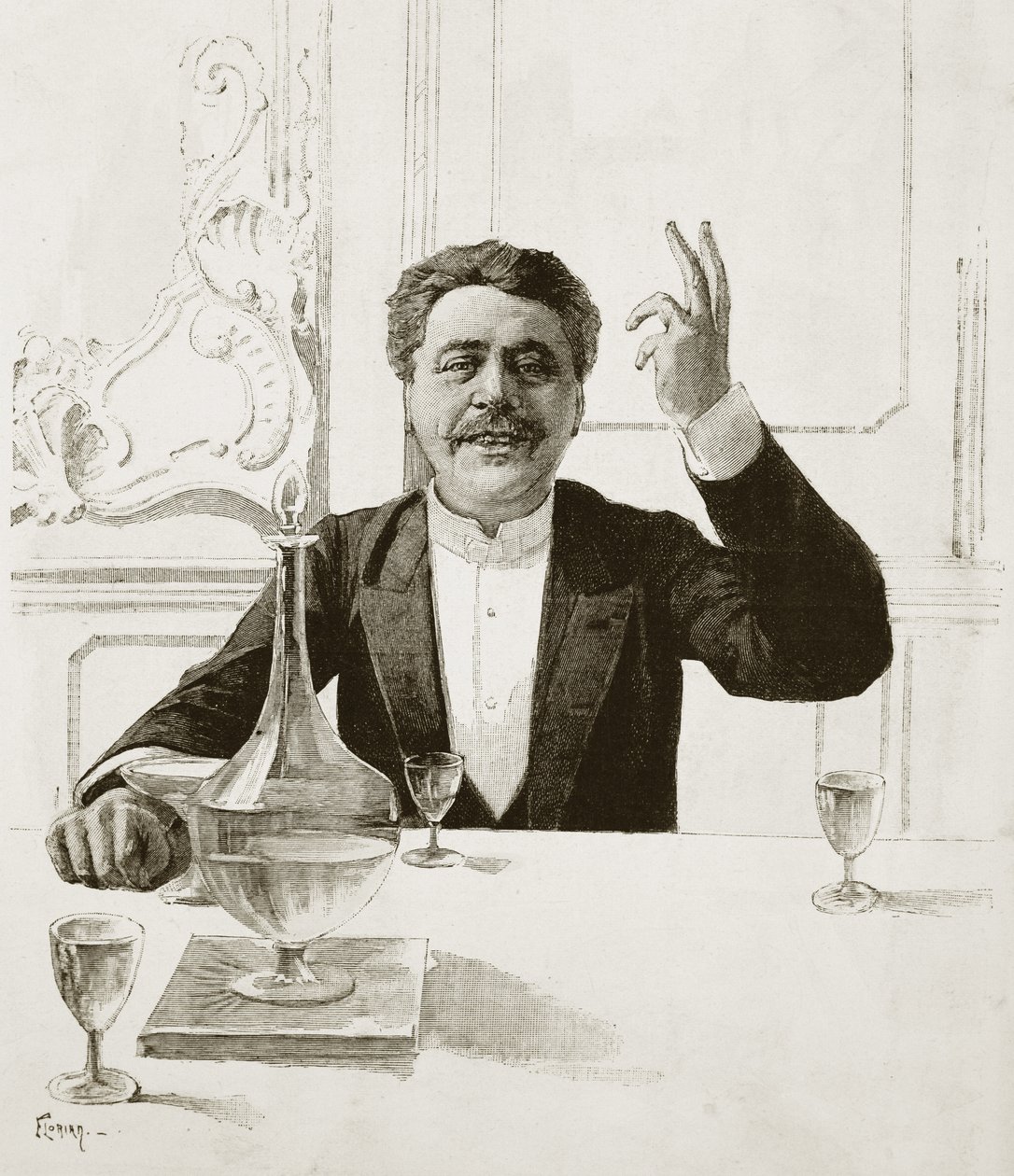 Porträt von Henry Becque (1837-1899), französischer Dramatiker - Grab von Florian nach Jean-Baptiste Guth (1883-1921) - Veröffentlicht in Revue illustree, ca. 1890 von Jean Baptiste Guth