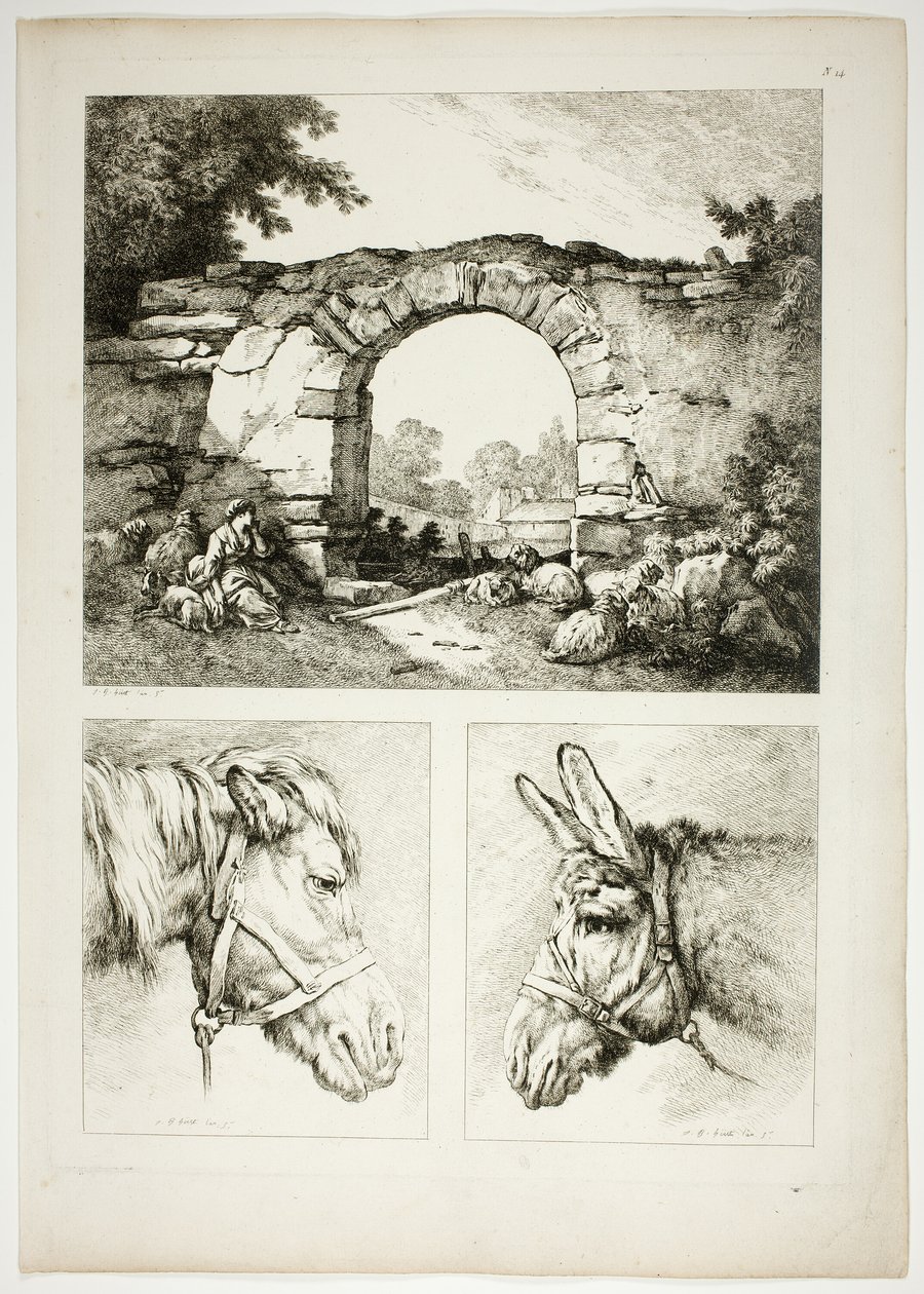 Tafel Vierzehn von 38 aus Oeuvres de J. B. Huet von Jean Baptiste Huet